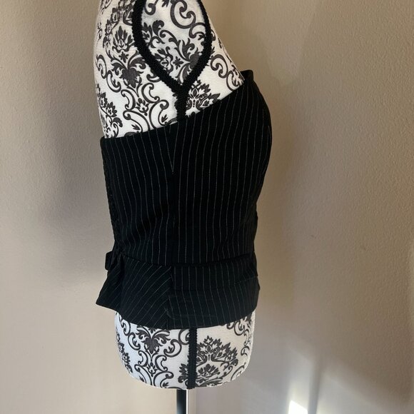 Sincerely Jules Sleeveless Corset Vest - Black wht Pinstripe - Size Large - Picture 3 of 8